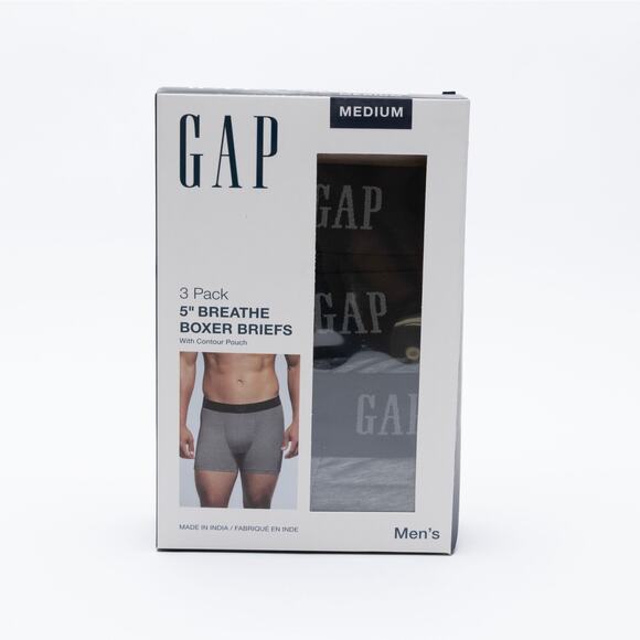 GAP Men 3-Pk Contour Pouch 5" Boxer Briefs Light Gray/Dark Gray/Black Size M - Picture 1 of 3